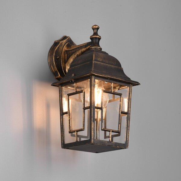Trio Lighting Εξωτερικό φωτιστικό τοίχου Volturno, κάτω υποδοχή, σκουριασμένο χρώμα, ρυθμιζόμενος, Καφέ / Σκουριάς, Αλουμίνιο, Αντίκα