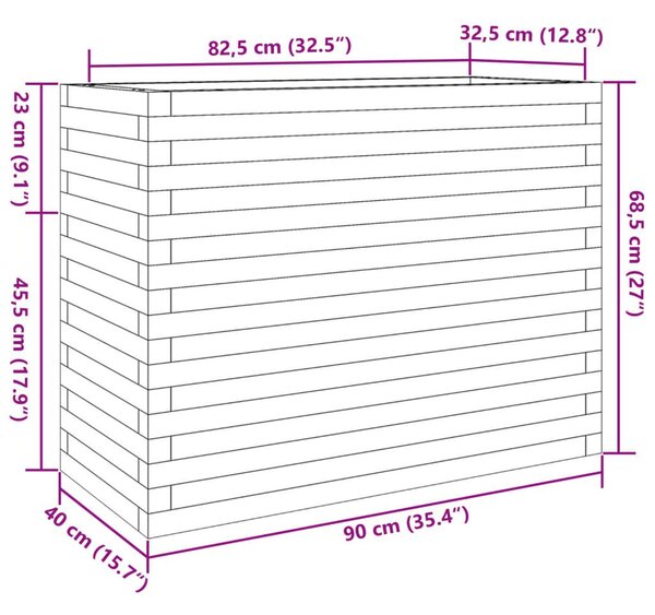 Ζαρντινιέρα Κήπου Λευκή 90x40x68,5 εκ. από Μασίφ Ξύλο Πεύκου - Λευκό