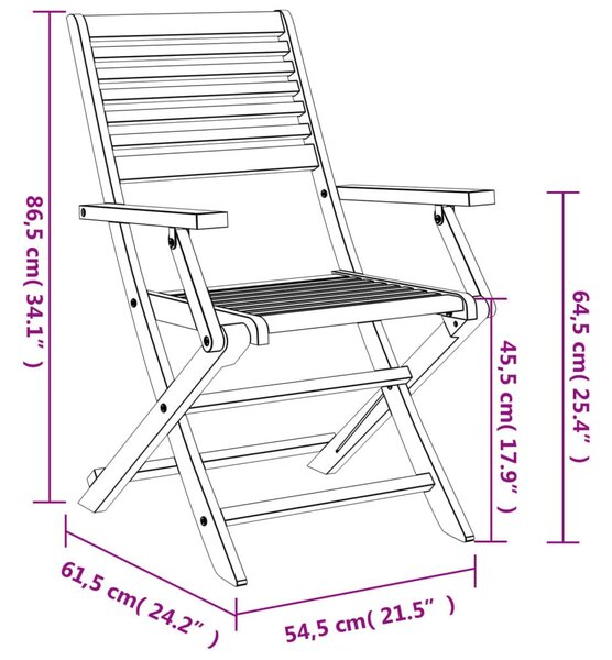 Καρέκλες Κήπου Πτυσσόμενες 6 τεμ 54,5x61,5x86,5 εκ Μασίφ Ακακία - Καφέ