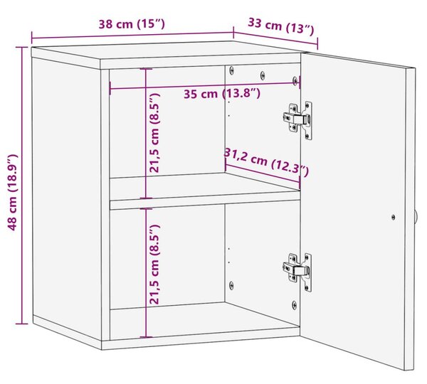 Ντουλάπι Μπάνιου Επιτοίχιο 38x33x48 εκ. από Μασίφ Ξύλο Μάνγκο - Μαύρο