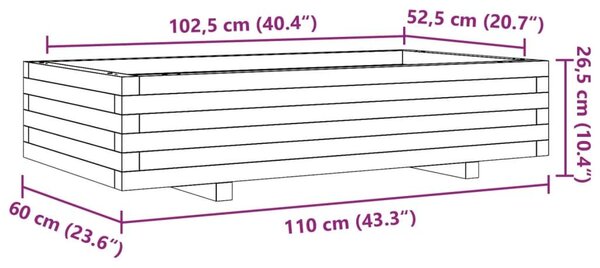 Ζαρντινιέρα Καφέ Κεριού 110x60x26,5 εκ. από Μασίφ Ξύλο Πεύκου - Καφέ