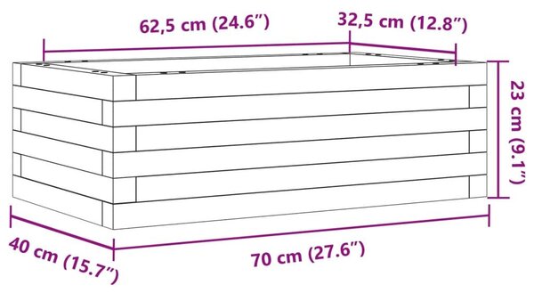 Ζαρντινιέρα Κήπου 70x40x23 εκ από Μασίφ Ξύλο Πεύκου - Καφέ