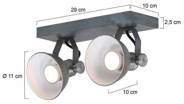 LED σποτ οροφής Brooklyn 2-φωτο, γκρι