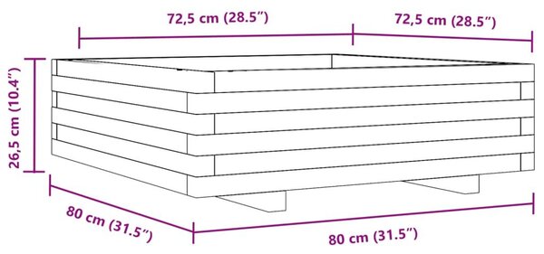 Ζαρντινιέρα Κήπου 80x80x26,5 εκ. από Μασίφ Ξύλο Ψευδοτσούγκας - Καφέ