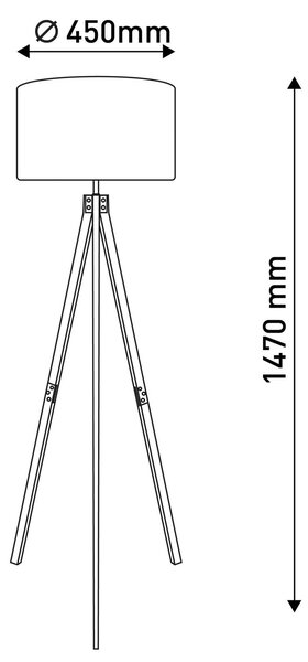 Φωτιστικό δαπέδου 2072528, ξύλινο τρίποδο, υφασμάτινο κάλυμμα
