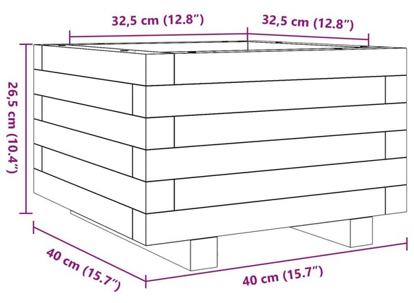 Ζαρντινιέρα Κήπου Λευκή 40x40x26,5 εκ. από Μασίφ Ξύλο Πεύκου - Λευκό