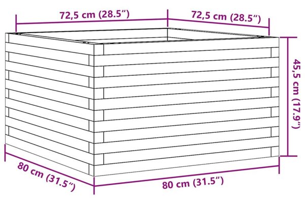 Ζαρντινιέρα Κήπου 80x80x45,5 εκ. από Μασίφ Ξύλο Ψευδοτσούγκας - Καφέ