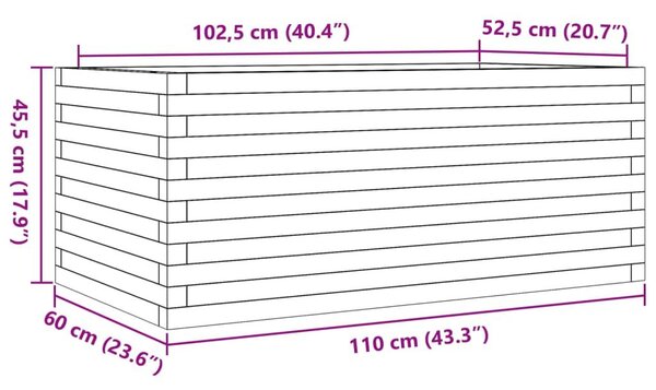 Ζαρντινιέρα Κήπου Λευκή 110x60x45,5 εκ. από Μασίφ Ξύλο Πεύκου - Λευκό