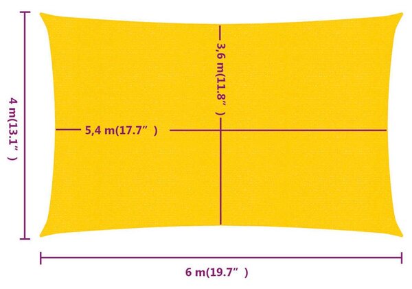 Πανί Σκίασης Ορθογώνιο Κίτρινο 4x6 μ. HDPE 160 γρ./μ² - Κίτρινο