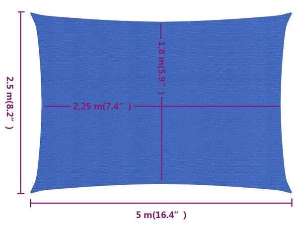 Πανί Σκίασης Μπλε Ορθογώνιο 2,5x5 μ. από HDPE 160 γρ/μ² - Μπλε