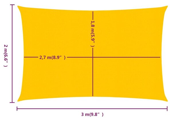 Πανί Σκίασης Ορθογώνιο Κίτρινο 2x3 μ. HDPE 160 γρ./μ² - Κίτρινο