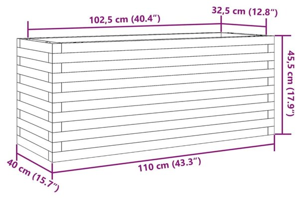 Ζαρντινιέρα Κήπου 110x40x45,5 εκ από Μασίφ Ξύλο Πεύκου - Καφέ