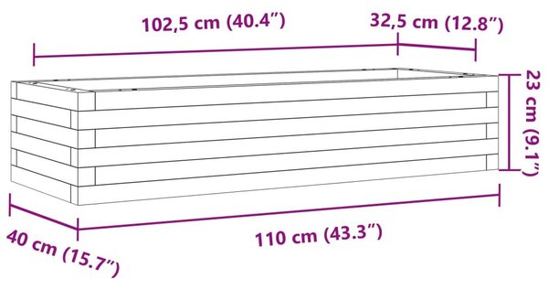 Ζαρντινιέρα Κήπου 110x40x23 εκ από Μασίφ Ξύλο Πεύκου - Καφέ