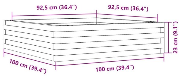 Ζαρντινιέρα Κήπου 100x100x23 εκ. από Εμποτισμένο Ξύλο Πεύκου - Καφέ