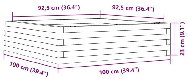 Ζαρντινιέρα Κήπου 100x100x23 εκ από Μασίφ Ξύλο Πεύκου - Καφέ