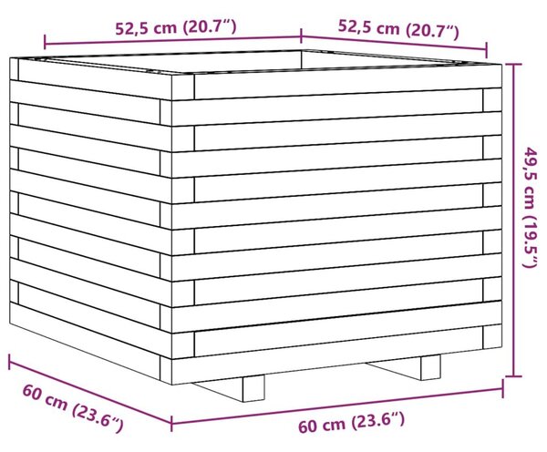 Ζαρντινιέρα Κήπου 60x60x49,5 εκ. από Εμποτισμένο Ξύλο Πεύκου - Καφέ