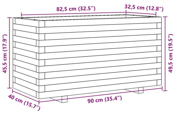 Ζαρντινιέρα Κήπου 90x40x49,5 εκ. από Μασίφ Ξύλο Ψευδοτσούγκας - Καφέ