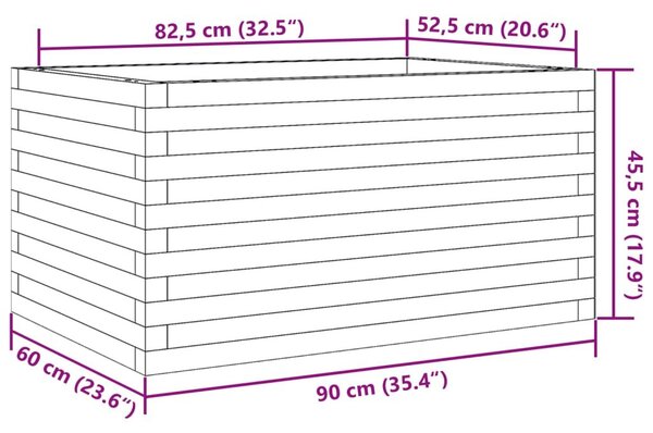 Ζαρντινιέρα Κήπου 90x60x45,5 εκ. από Μασίφ Ξύλο Ψευδοτσούγκας - Καφέ