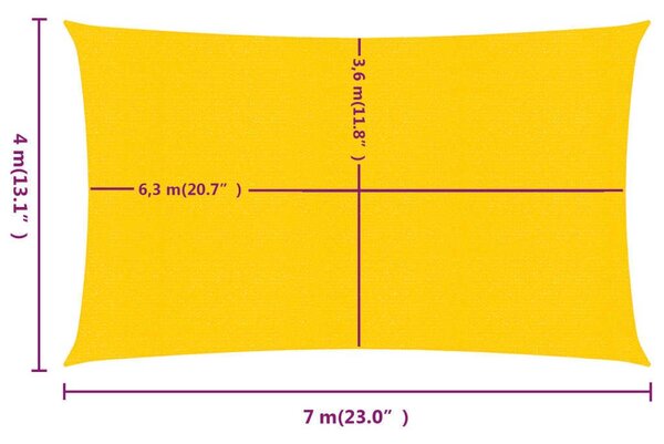 Πανί Σκίασης Ορθογώνιο Κίτρινο 4x7 μ. HDPE 160 γρ./μ² - Κίτρινο