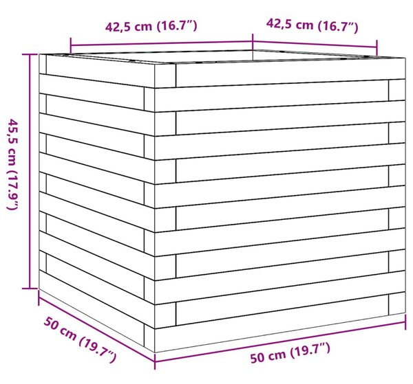 Ζαρντινιέρα Κήπου 50x50x45,5 εκ. από Μασίφ Ξύλο Ψευδοτσούγκας - Καφέ