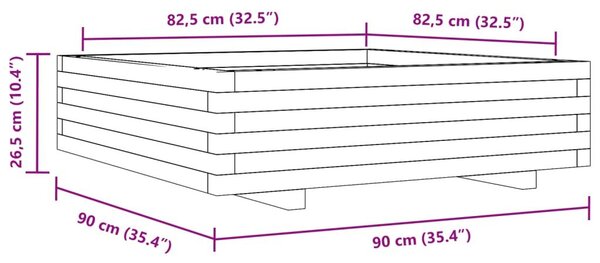 Ζαρντινιέρα Κήπου 90x90x26,5 εκ. από Μασίφ Ξύλο Ψευδοτσούγκας - Καφέ