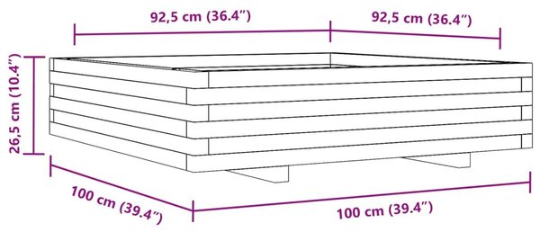 Ζαρντινιέρα Κήπου 100x100x26,5 εκ. από Εμποτισμένο Ξύλο Πεύκου - Καφέ