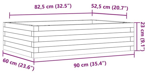 Ζαρντινιέρα Καφέ Κεριού 90x60x23 εκ. από Μασίφ Ξύλο Πεύκου - Καφέ