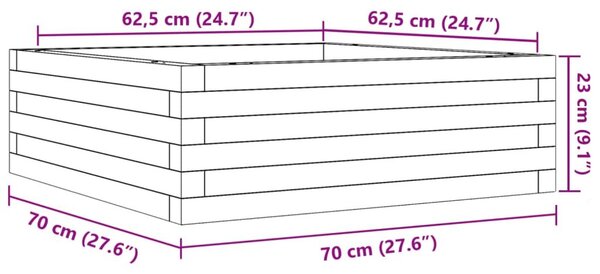 Ζαρντινιέρα Καφέ Κεριού 70x70x23 εκ. από Μασίφ Ξύλο Πεύκου - Καφέ