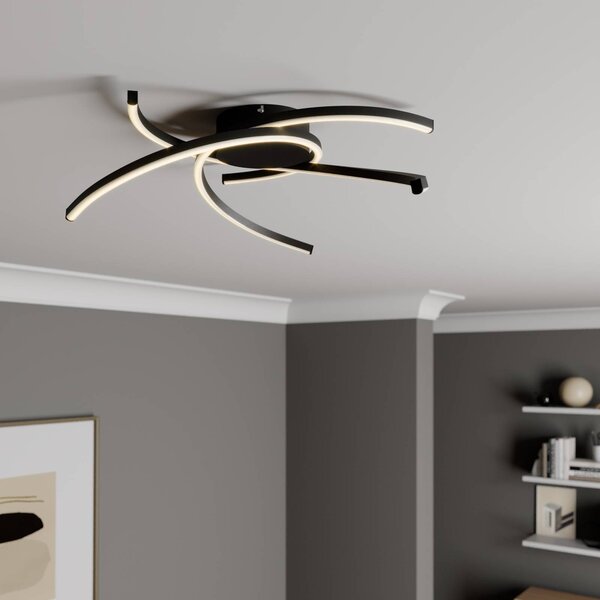 Lindby Katris LED φωτιστικό οροφής, 58 cm, μαύρο