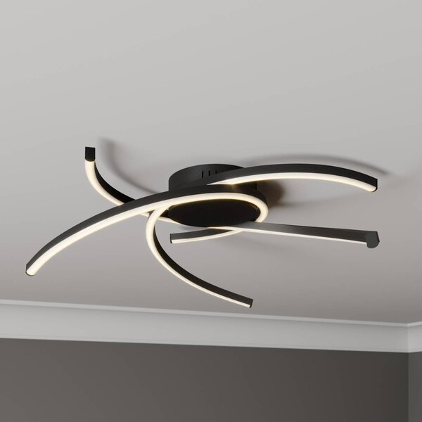 Lindby Katris LED φωτιστικό οροφής, 58 cm, μαύρο