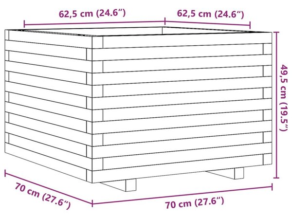 Ζαρντινιέρα Κήπου 70x70x49,5 εκ. από Εμποτισμένο Ξύλο Πεύκου - Καφέ