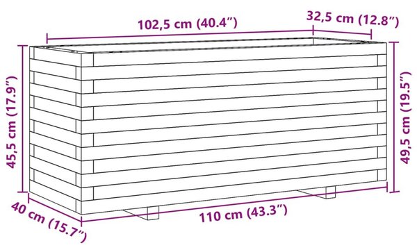 Ζαρντινιέρα Κήπου Λευκή 110x40x49,5 εκ. από Μασίφ Ξύλο Πεύκου - Λευκό