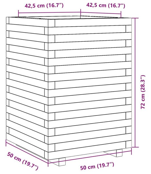 Ζαρντινιέρα Κήπου 50x50x72 εκ από Μασίφ Ξύλο Πεύκου - Καφέ