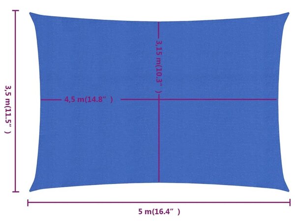 Πανί Σκίασης Ορθογώνιο Μπλε 3,5x5 μ. HDPE 160 γρ./μ² - Μπλε