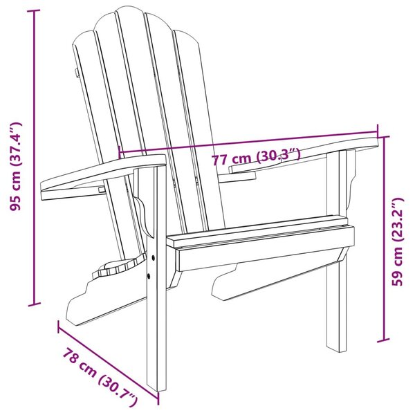 Καρέκλα Κήπου Adirondack 77x78x95 εκ. από Μασίφ Ξύλο Teak - Καφέ