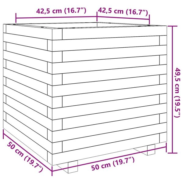 Ζαρντινιέρα Καφέ Κεριού 50x50x49,5 εκ. από Μασίφ Ξύλο Πεύκου - Καφέ