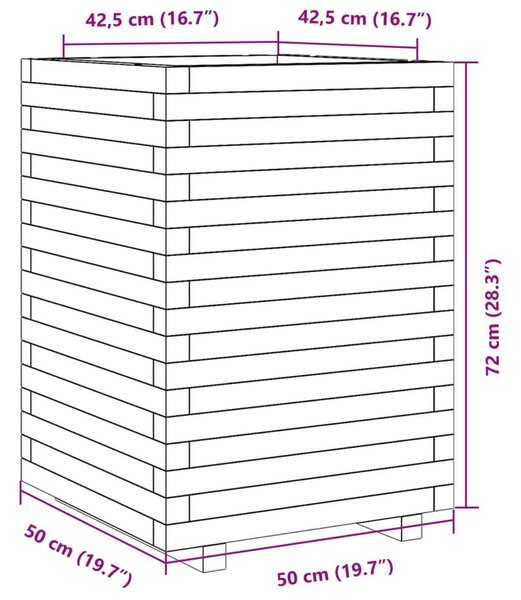 Ζαρντινιέρα Κήπου 50x50x72 εκ. από Εμποτισμένο Ξύλο Πεύκου - Καφέ