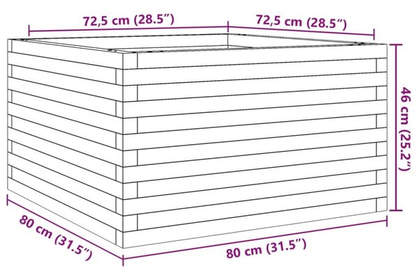 Ζαρντινιέρα Κήπου 80x80x46 εκ. από Εμποτισμένο Ξύλο Πεύκου - Καφέ