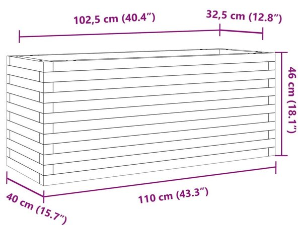 Ζαρντινιέρα Κήπου 110x40x46 εκ. από Εμποτισμένο Ξύλο Πεύκου - Καφέ