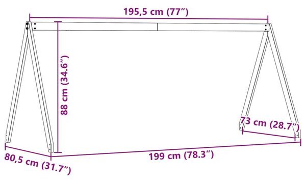 Οροφή Κρεβατιού Παιδική 199x80,5x88 εκ. από Μασίφ Ξύλο Πεύκου - Καφέ