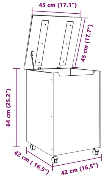 Καλάθι Άπλυτων με Τροχούς RANA Λευκό 45x45x64εκ. Μασίφ Πεύκο - Λευκό