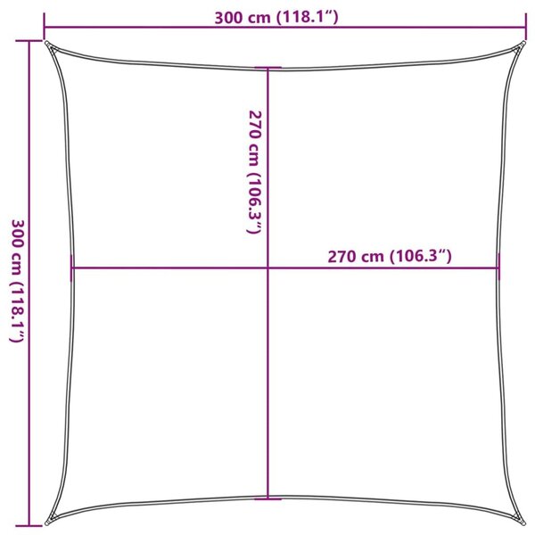 Πανί Σκίασης Τετράγωνο Μπλε 3 x 3 μ. 160 γρ./μ² από HDPE - Μπλε