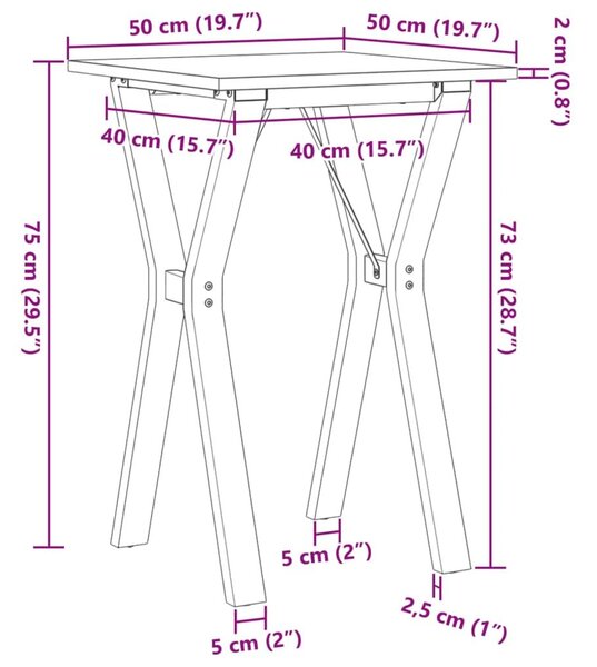 Τραπέζι Τραπεζαρίας Πλαίσιο Υ50x50x75εκ Μασίφ Πεύκο/Χυτοσίδηρος - Καφέ