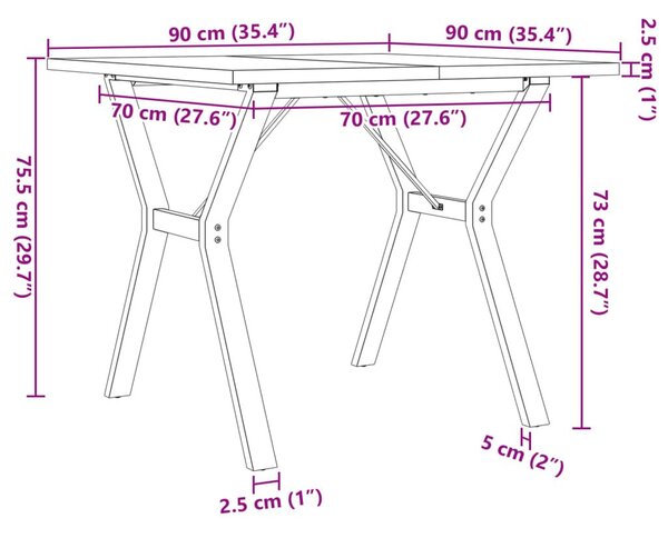 Τραπέζι Τραπεζαρίας Πλαίσιο Y Μασίφ Πεύκο/Χυτοσίδηρος - Καφέ
