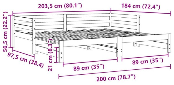 Καναπές Κρεβάτι Συρόμενος Λευκός 90 x 200 εκ. Μασίφ Ξύλο Πεύκου - Λευκό