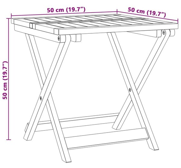 Τραπέζι Κήπου Πτυσσόμενο 50 x 50 x 50 εκ. Μασίφ Ξύλο Ακακίας - Καφέ