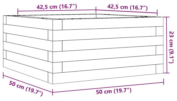 Ζαρντινιέρα Κήπου 50x50x23 εκ από Μασίφ Ξύλο Πεύκου - Καφέ