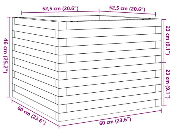 Ζαρντινιέρα Κήπου 60x60x46 εκ από Μασίφ Ξύλο Πεύκου - Καφέ