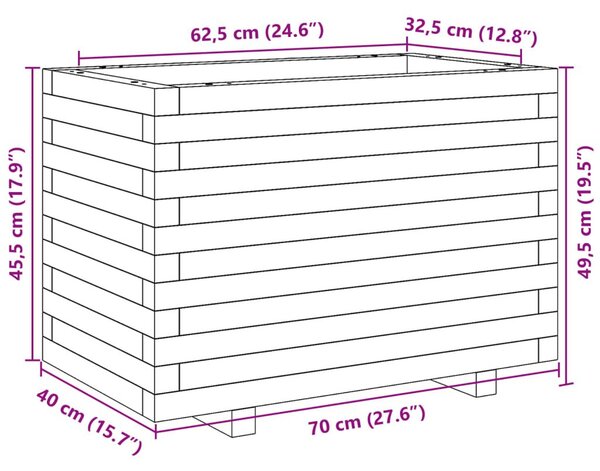 Ζαρντινιέρα Κήπου 70x40x49,5 εκ. από Μασίφ Ξύλο Ψευδοτσούγκας - Καφέ