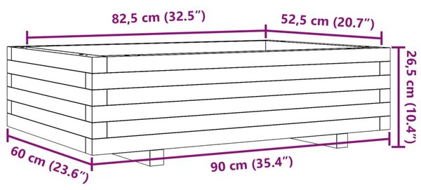 Ζαρντινιέρα Καφέ Κεριού 90x60x26,5 εκ. από Μασίφ Ξύλο Πεύκου - Καφέ